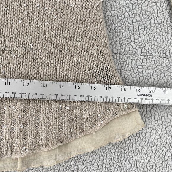 Press Sweater Womens Size Small Crew Neck Sequins Inner lining Knit Long Sleeve - Picture 3 of 8